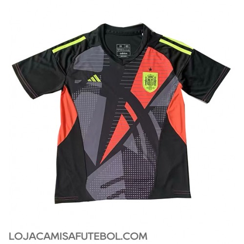 Camisa de Futebol Espanha Goleiro Equipamento Secundário Europeu 2024 Manga Curta